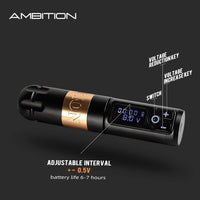 Ambition Soldier Wireless Tattoo Machine Rotaty Battery Pen with Portable Power Pack 2400mAh LED Digital Display For Body Art