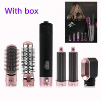 Professional 5 in 1 Hair Dryer And Straightener Brush Hair Curling Iron Heating Comb Hair Styler Detachable Smoothing Brush Kit