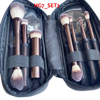 Hourglass Makeup Brushes Set - 10-pcs Powder Blush Eyeshadow Crease Concealer eyeLiner Smudger Metal Handle Brushes