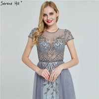 SERENE HILL - Original Dubai Crystal Short Sleeve Evening Dresses Design 2021 Luxury Mermaid Sexy Formal Dress Serene Hill LA60960