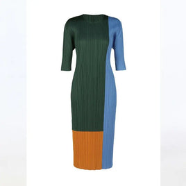 Color Block Pleated Dress