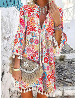 Daisy Print Bohemian Lady Dress