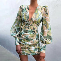 Spring Lantern Sleeve Elegant Mini Dress