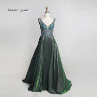 XGYBRIDAL- Original Lemon Joyce Green Prom Dresses 2024 Sexy V-Neck Beading Shiny Dubai Evening Gown Vestidos De Gala Plus Size DIGITAL OFFICE ELECTRONIC