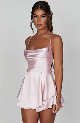 Elegance Allure Satin Suspender Dress