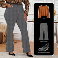 Wrinkle-Free Stretch Dress Pants Plus Size for Women Pull-on Pant Ease into Comfort Office Pant Regular XX-Large Houndstooth