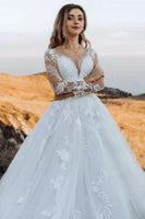 "Enchanting Abernathy Illusion Lace A-Line Tulle Wedding Dress - Your Dream Gown Awaits!"