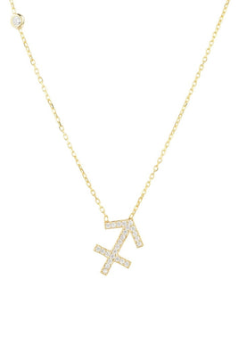 Zodiac Star Sign Pendant Necklace Gold Sagittarius