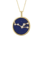 Zodiac Lapis Lazuli Gemstone Star Constellation Pendant Necklace Gold Taurus