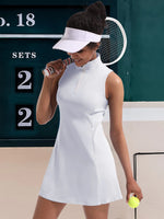 Tennis Dress for Women, Tennis Golf Dresses with Built in Shorts and Pockets for Sleeveless Workout Athletic Dresses Medium White