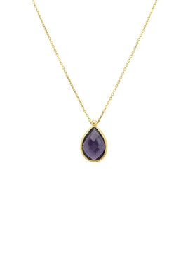 Petite Drop Necklace Gold Amethyst Hydro