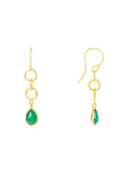 Open Clover Gemstone Drop Earrings Gold Green Onyx