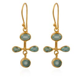 Aanya Cross Earrings in Aqua Chalcedony