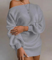 Off Shoulder Knitted Sweater Dress