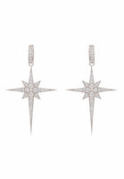 North Star Burst Large Drop Earrings Silver