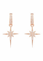 North Star Burst Small Drop Earrings Rosegold