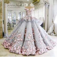 Colorful Luxury Wedding Dresses Pink Flowers Dreamy Ball Gown Wedding Gowns Princess Bride Dress 2017 Vestido De Noiva Mariage