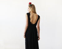 BLUSHFASHION - Original Black Lace Sleeveless Open Back Maxi Dress #1141