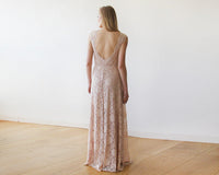 BLUSHFASHION - Original Open Back Lace Maxi Dress Sleeveless Pink Blush  #1141