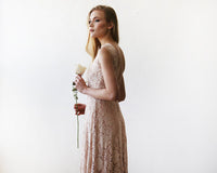 BLUSHFASHION - Original Open Back Lace Maxi Dress Sleeveless Pink Blush  #1141