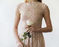 BLUSHFASHION - Original Open Back Lace Maxi Dress Sleeveless Pink Blush  #1141