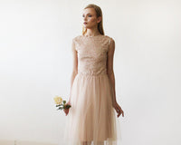 BLUSHFASHION - Original Pink Tulle and Lace Sleeveless Short Dress  #1159