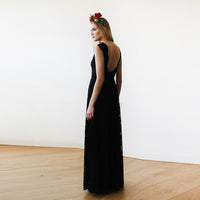 BLUSHFASHION - Original Black Lace Sleeveless Open Back Maxi Dress #1141