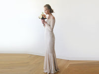 BLUSHFASHION - Original Champagne Lace Off-Shoulders Mermaid Dress #1214