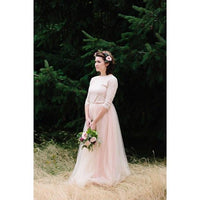 BLUSHFASHION -  Original Pink Tulle and Lace Maxi Gown #1122