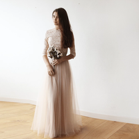 BLUSHFASHION -  Original Pink Tulle and Lace Maxi Gown #1122