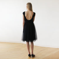 BLUSHFASHION - Original Lace and Tulle Black Sleeveless Midi Dress  #1159