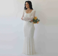 BLUSHFASHION - Original Curvy  Mermaid Lace  Dress With Square Neckline  #1245