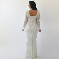 BLUSHFASHION - Original Curvy  Mermaid Lace  Dress With Square Neckline  #1245