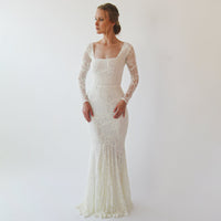 BLUSHFASHION - Original Curvy  Mermaid Lace  Dress With Square Neckline  #1245