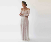 BLUSHFASHION - Original Ivory Nude Off Shoulder Wedding  Dress #1257