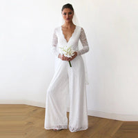 BLUSHFASHION - Original Ivory Wedding Lace Jumpsuit #1169