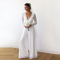 BLUSHFASHION - Original Ivory Wedding Lace Jumpsuit #1169