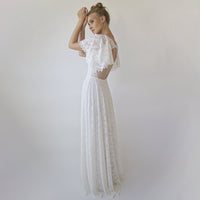 BLUSHFASHION - Original Open Back Wedding Dress ,Lace Short Sleeves Bridal Dress #1360