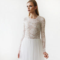 BLUSHFASHION - Original Round Neck-Line Lace & Tulle Dress #1152