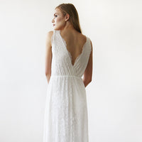 BLUSFASHION - Original Sleeveless Ivory Lace Wedding Gown #1150