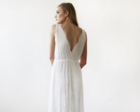 BLUSFASHION - Original Sleeveless Ivory Lace Wedding Gown #1150