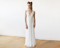 BLUSFASHION - Original Sleeveless Ivory Lace Wedding Gown #1150