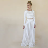 BLUSHFASHION - Original Wedding Dress Separates, Two Piece Wedding Outfit , Silky Wedding Top & Skirt #1356