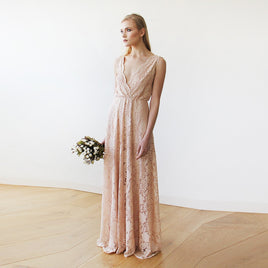 BLUSHFASHION - Original Blush Pink Sleeveless Lace I Gown #1150