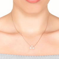 Zodiac Star Sign Pendant Necklace Silver Libra