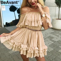 Ruffle Pleated Chiffon Summer Dress