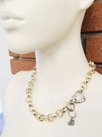 18kt Gold Plated Brass Choker Necklace and Silver Heart Clasp.