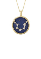 Zodiac Lapis Lazuli Gemstone Star Constellation Pendant Necklace Gold Aquarius