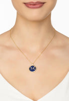 Zodiac Lapis Lazuli Gemstone Star Constellation Pendant Necklace Gold Virgo