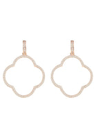 Open Clover Large Drop Earrings White Cz Rosegold